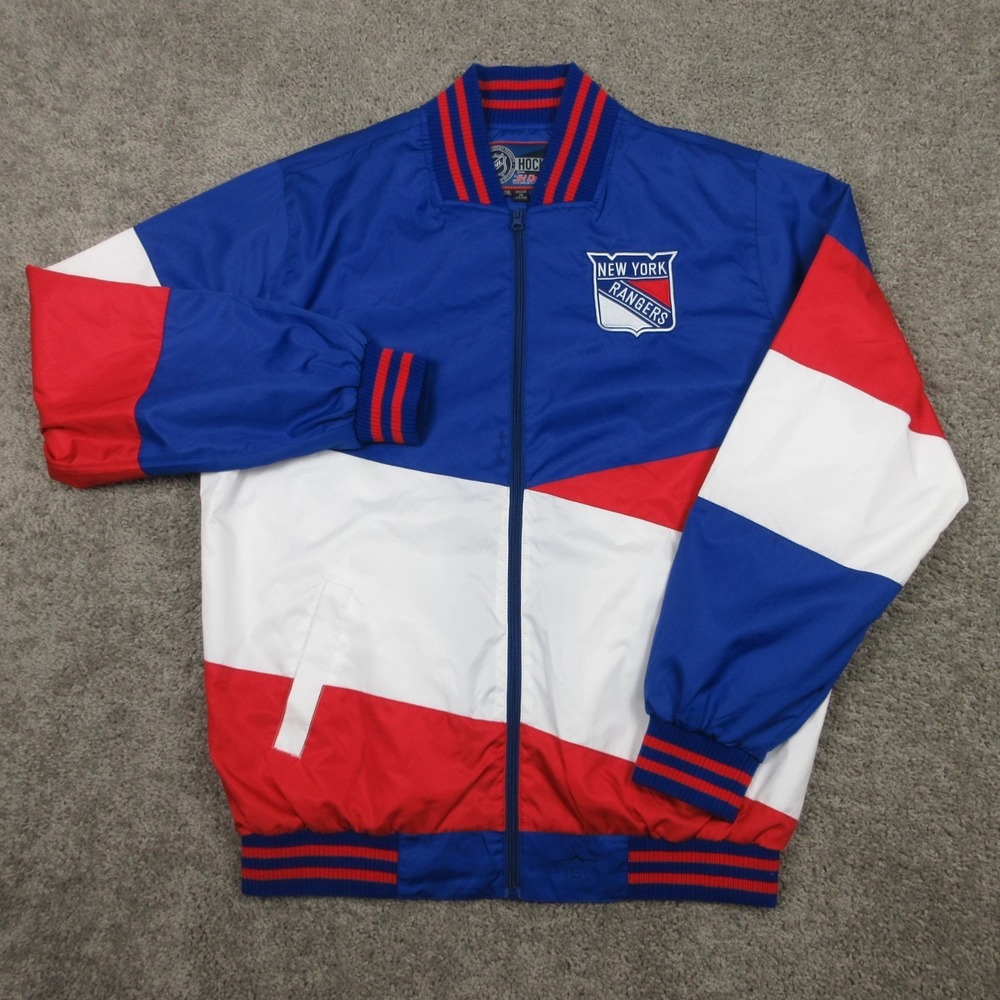New York Rangers Jacket Mens 2XL Red Whit Blue JH Design Windbreaker Hockey NHL